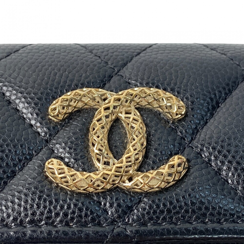 CHANEL Authentic Black Caviar Leather Logo Wallet - Picture 14 of 16